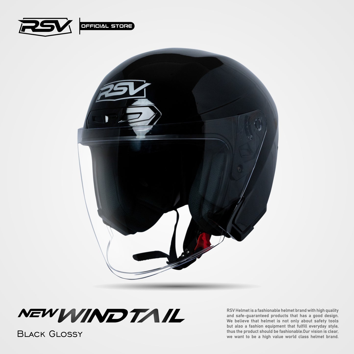RSV X TVS NEW WINDTAIL BLACK GLOSSY SINGLE VISOR