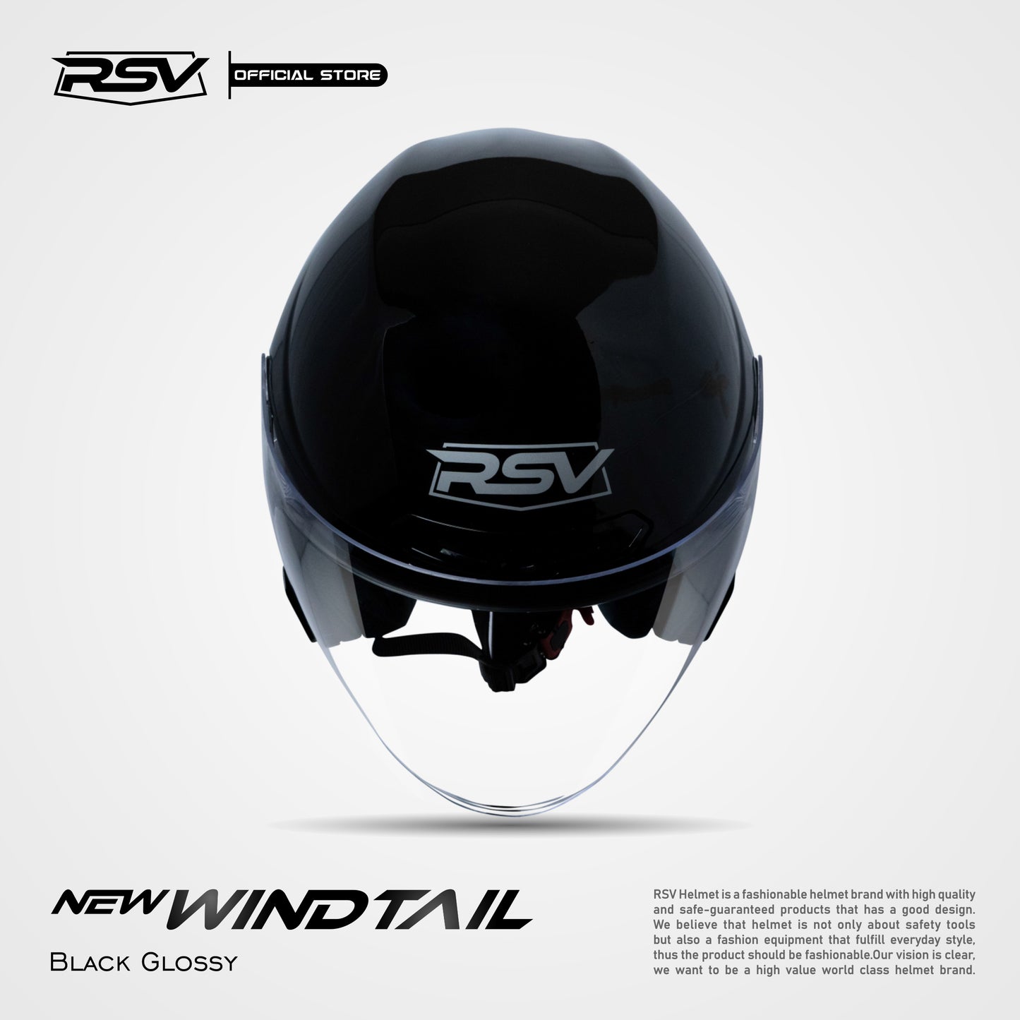 RSV X TVS NEW WINDTAIL BLACK GLOSSY SINGLE VISOR