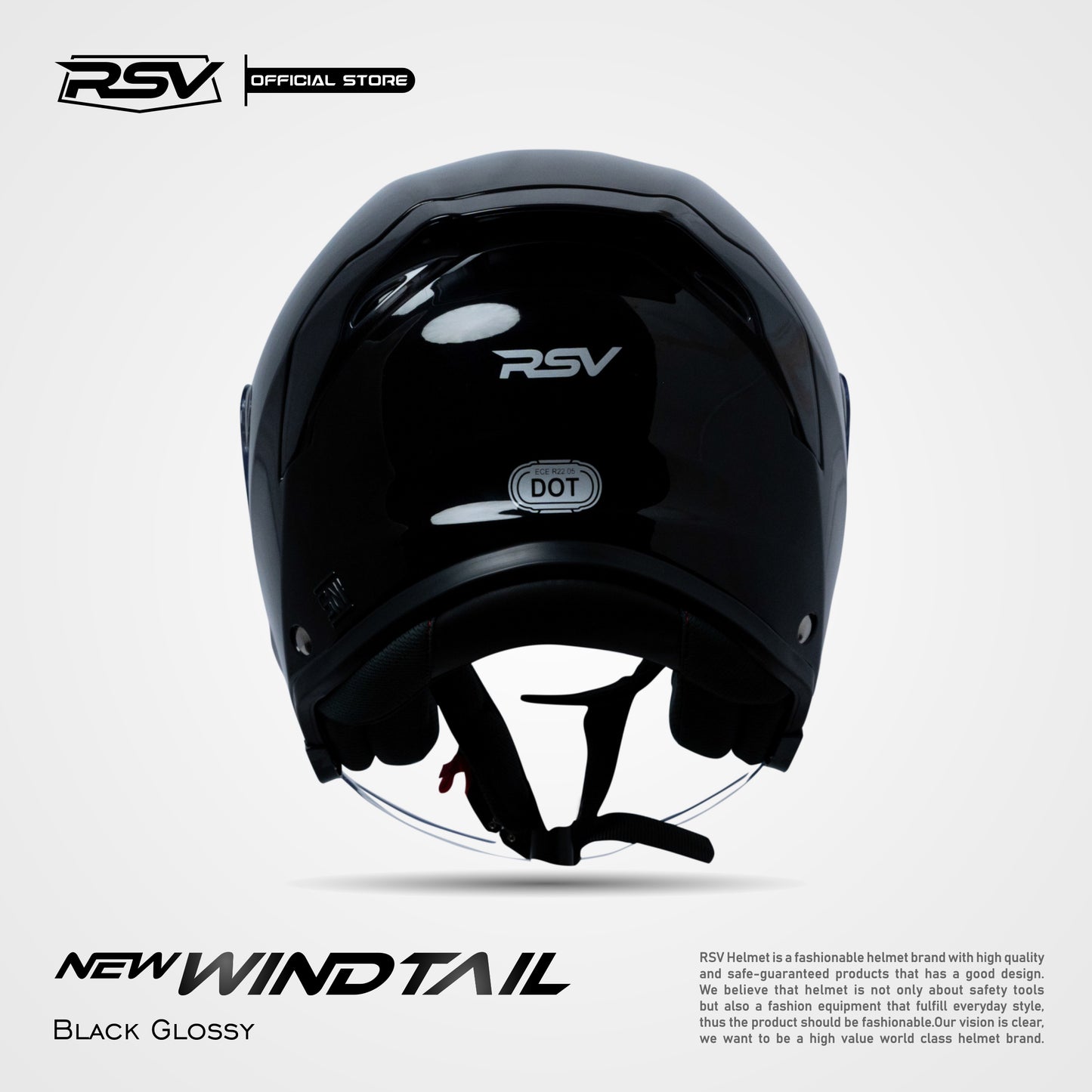 RSV X TVS NEW WINDTAIL BLACK GLOSSY SINGLE VISOR