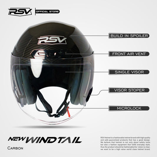 RSV X TVS NEW WINDTAIL CARBON GLOSSY SINGLE VISOR