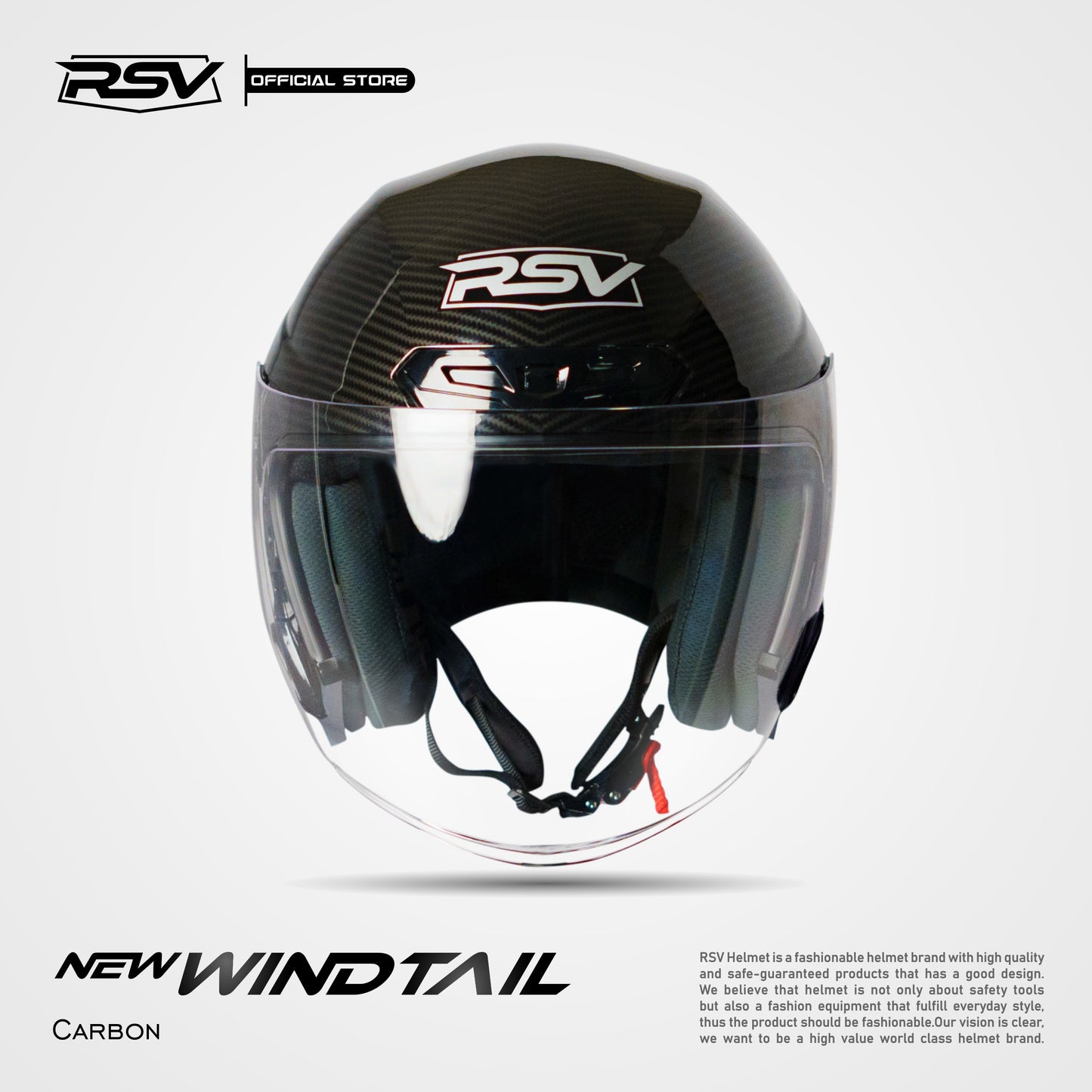 RSV X TVS NEW WINDTAIL CARBON GLOSSY SINGLE VISOR