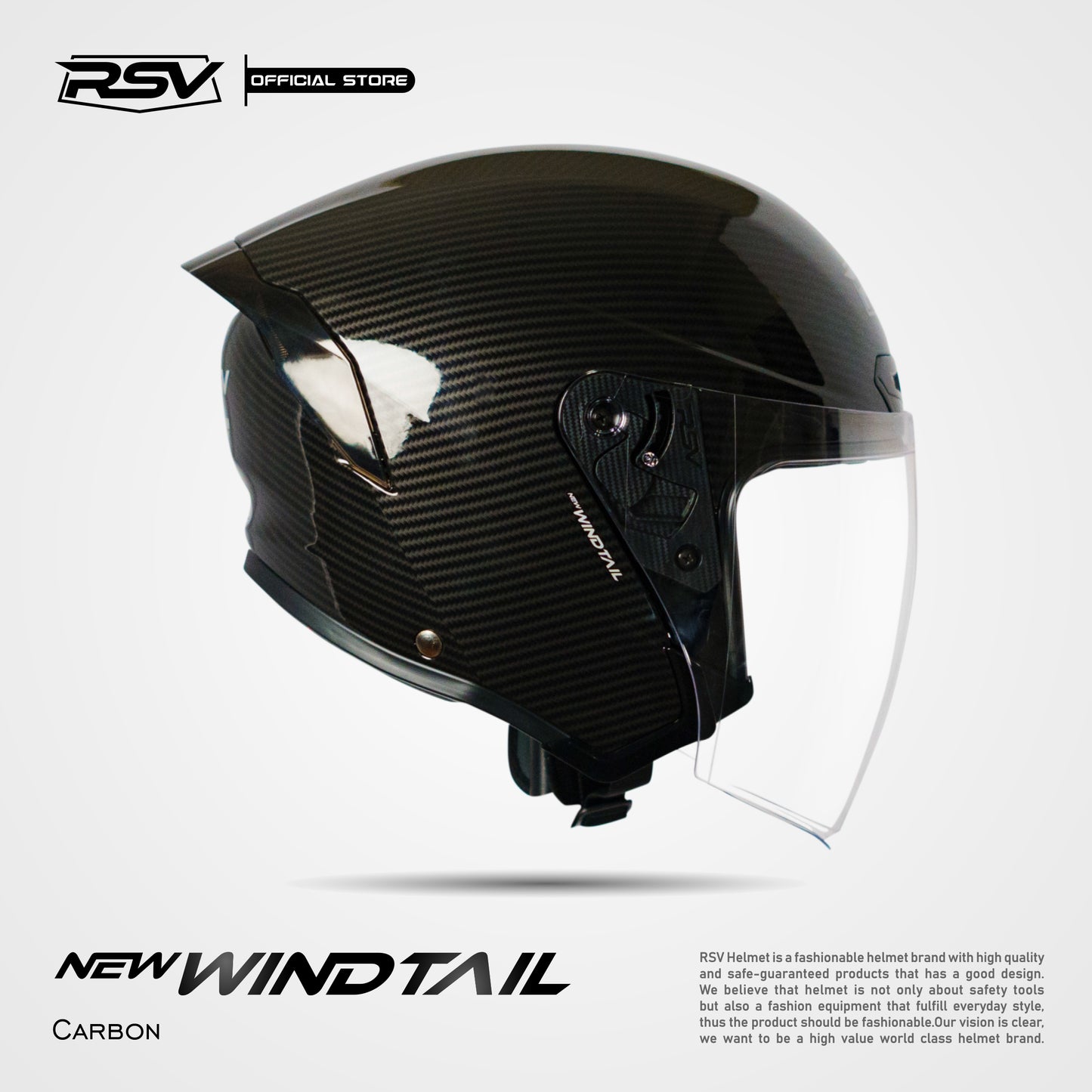RSV X TVS NEW WINDTAIL CARBON GLOSSY SINGLE VISOR