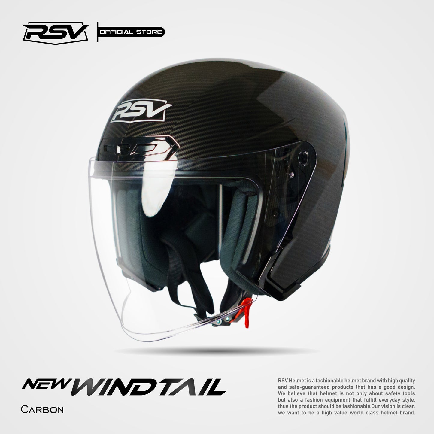 RSV X TVS NEW WINDTAIL CARBON GLOSSY SINGLE VISOR