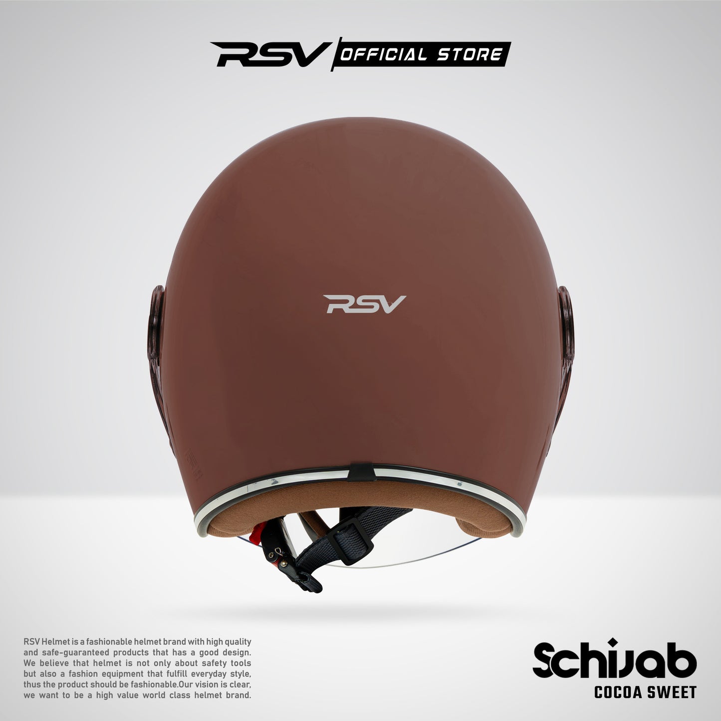 RSV X TVS SC Hijab Retro Classic Helm Half Face - Cocoa Sweet Glossy l Helm Hijab