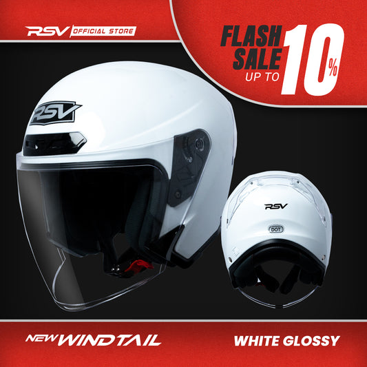 RSV NEW WINDTAIL WHITE GLOSSY SINGLE VISOR