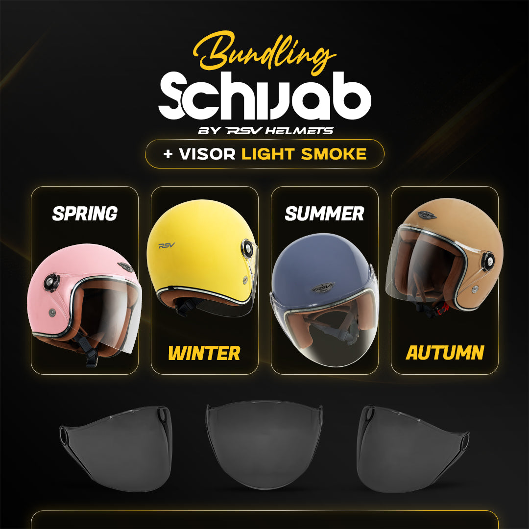 (Bundle) Helm RSV SC Hijab Series + Extra Visor Light Smoke [All Color]  | Helm Hijab | Half Face