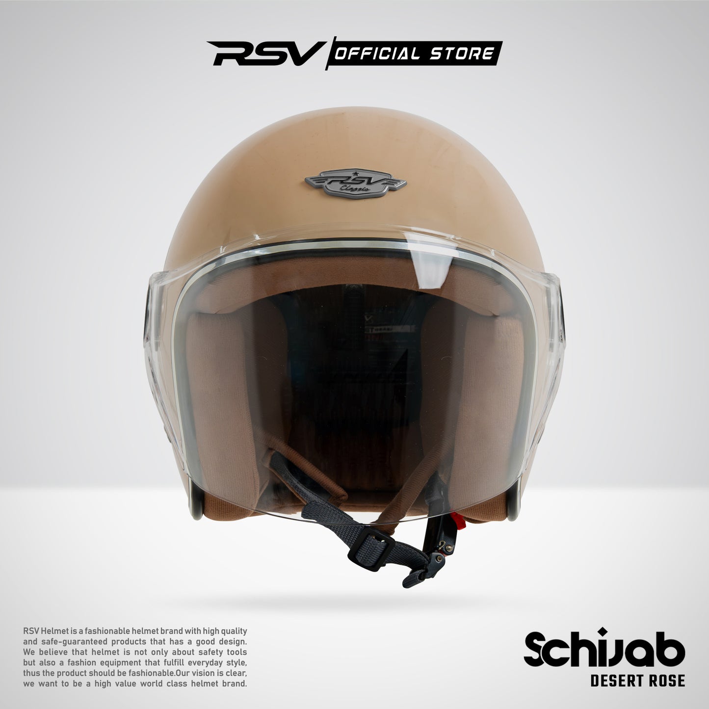 RSV X TVS SC Hijab Retro Classic Helm Half Face - Desert Rose Glossy l Helm Hijab