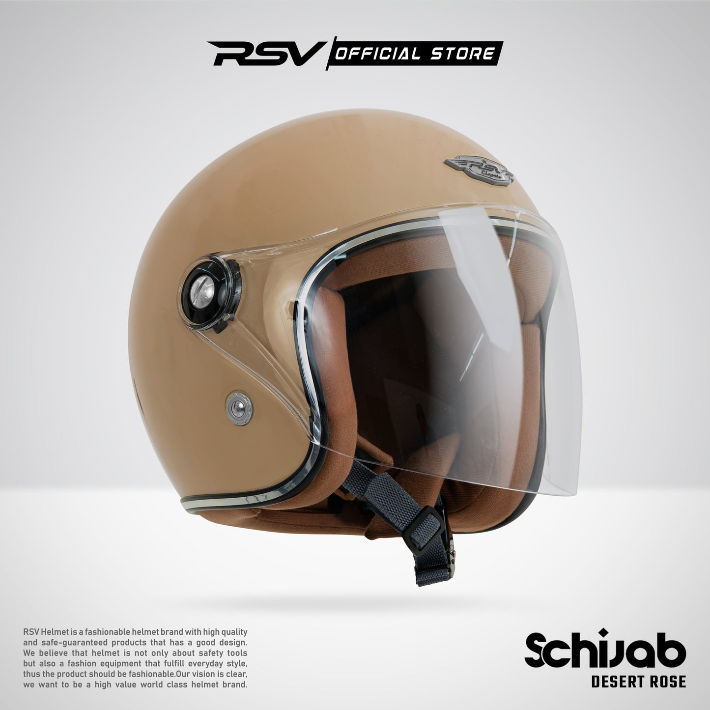 RSV X TVS SC Hijab Retro Classic Helm Half Face - Desert Rose Glossy l Helm Hijab