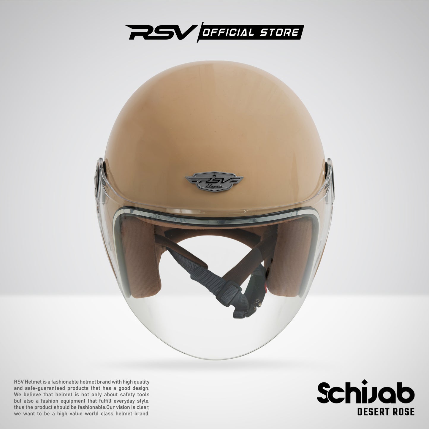 RSV X TVS SC Hijab Retro Classic Helm Half Face - Desert Rose Glossy l Helm Hijab
