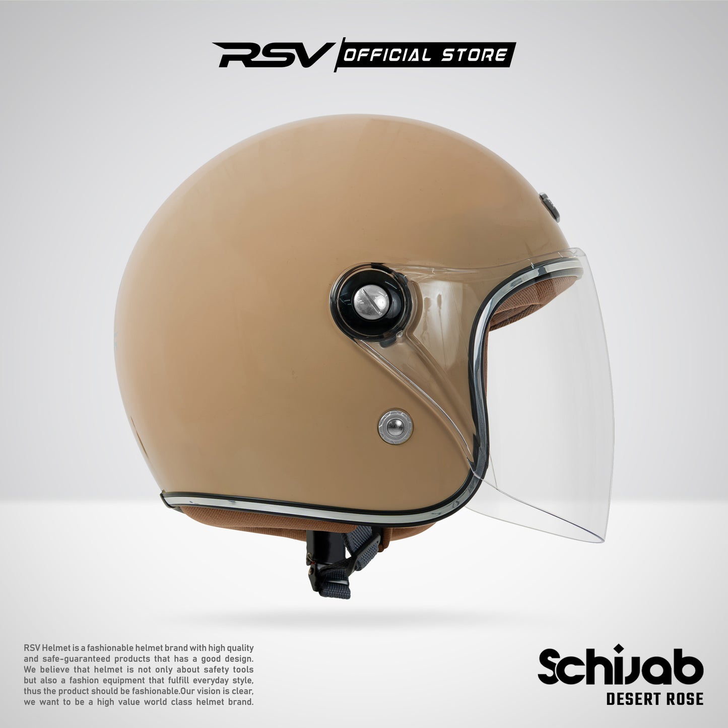 RSV X TVS SC Hijab Retro Classic Helm Half Face - Desert Rose Glossy l Helm Hijab