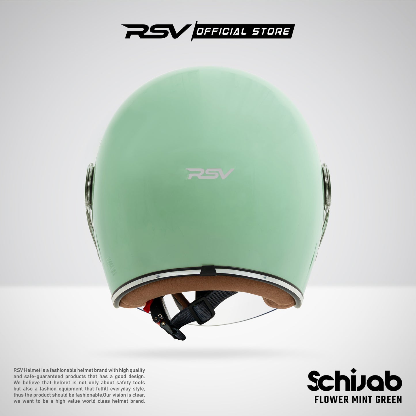 RSV X TVS SC Hijab Retro Classic Helm Half Face - Flower Mint Glossy l Helm Hijab