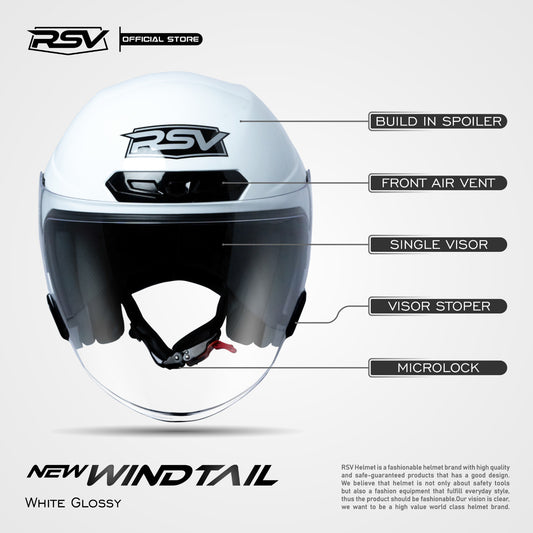 RSV X TVS NEW WINDTAIL WHITE GLOSSY SINGLE VISOR