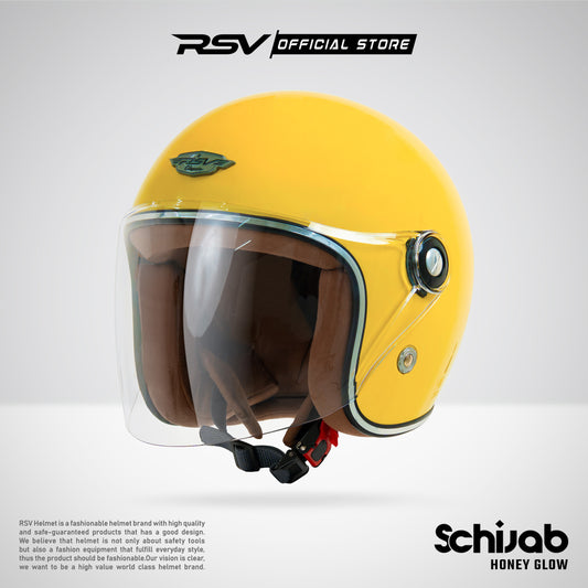 RSV X TVS SC Hijab Retro Classic Helm Half Face - Honey Glow Glossy l Helm Hijab
