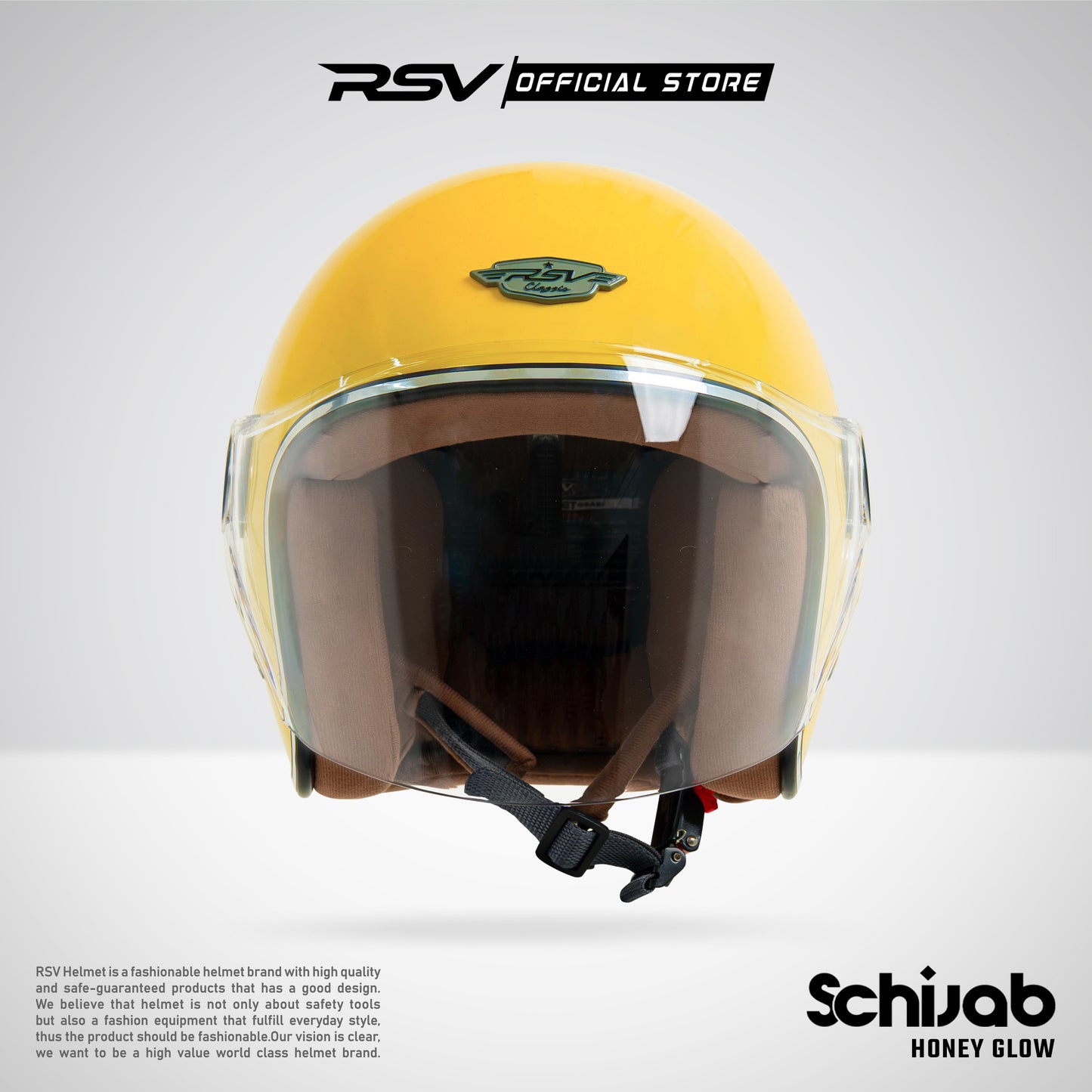 RSV X TVS SC Hijab Retro Classic Helm Half Face - Honey Glow Glossy l Helm Hijab
