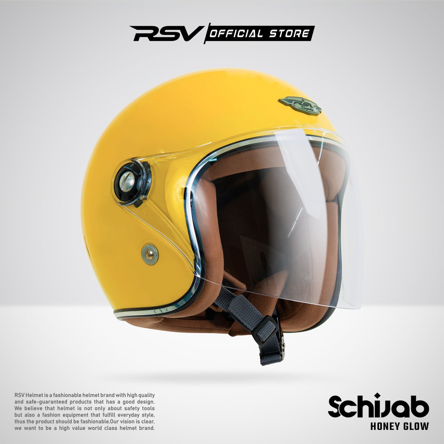 RSV X TVS SC Hijab Retro Classic Helm Half Face - Honey Glow Glossy l Helm Hijab