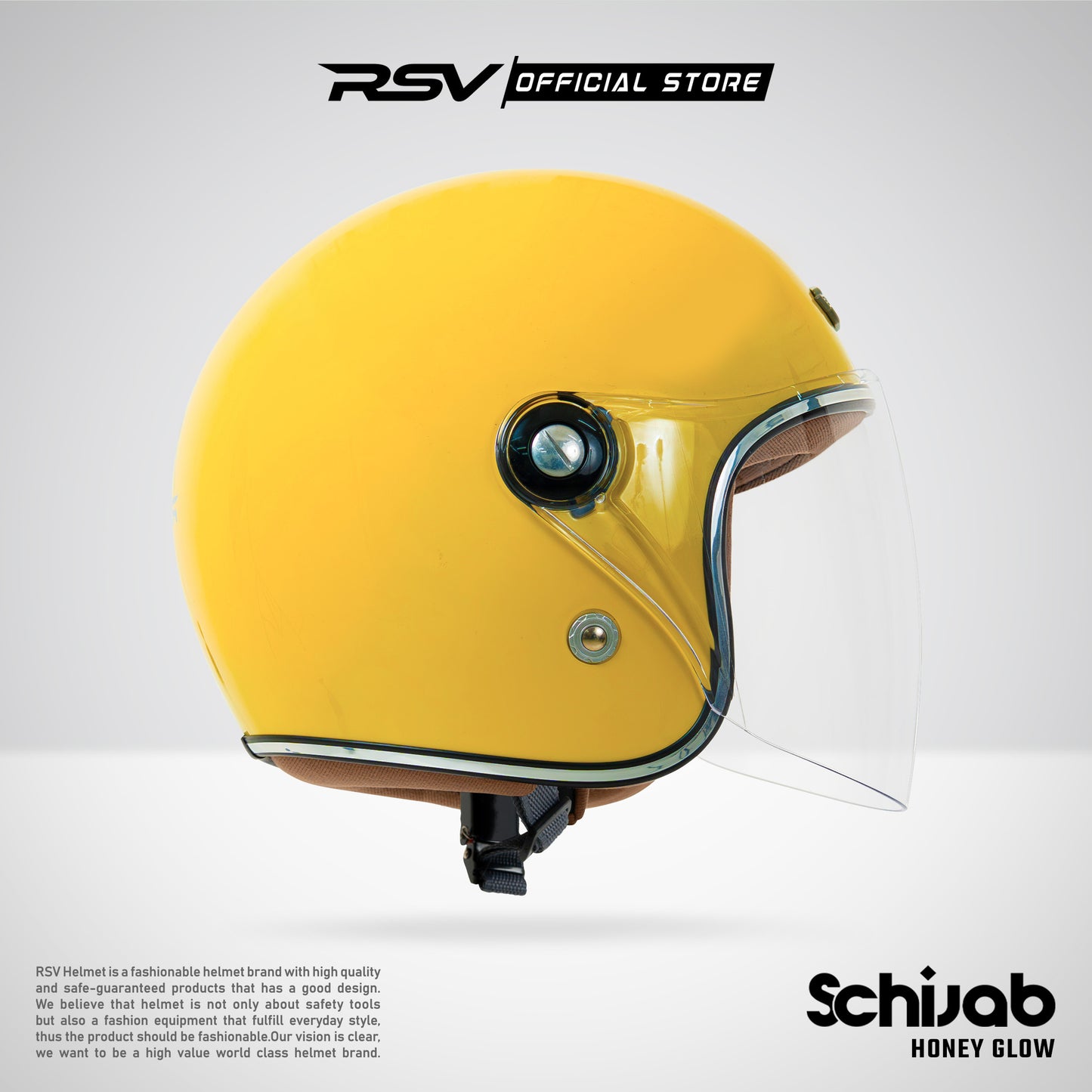 RSV X TVS SC Hijab Retro Classic Helm Half Face - Honey Glow Glossy l Helm Hijab