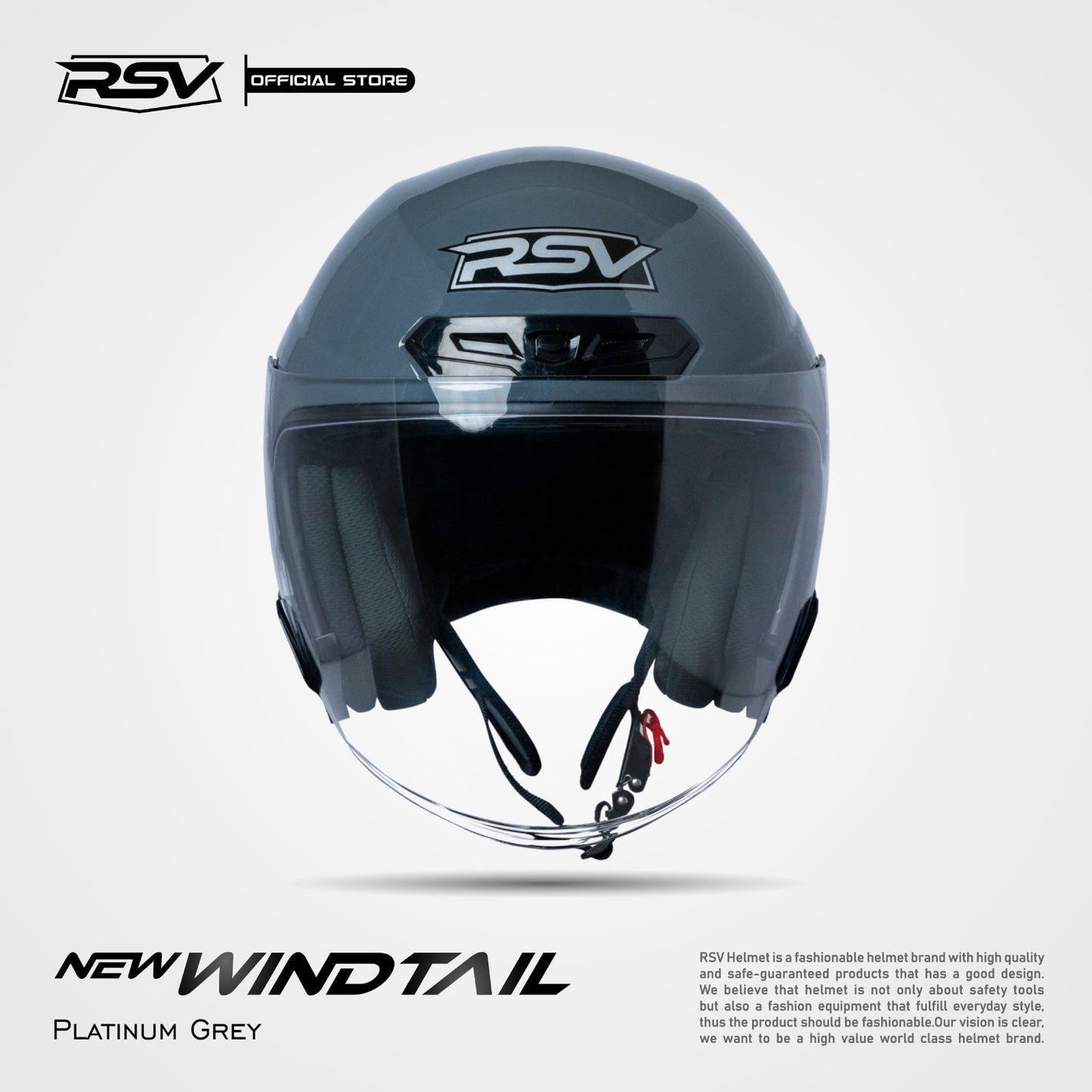 RSV X TVS NEW WINDTAIL PLATINUM GREY GLOSSY SINGLE VISOR
