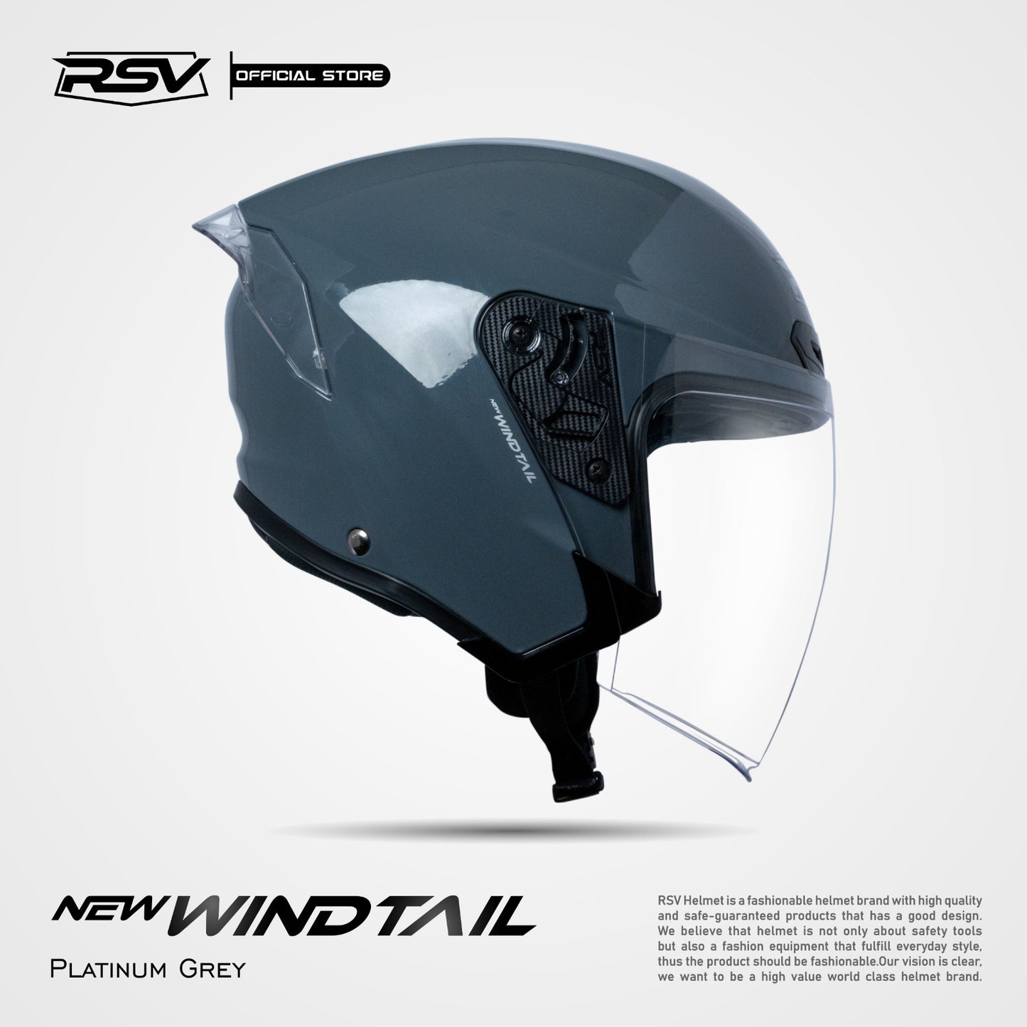 RSV X TVS NEW WINDTAIL PLATINUM GREY GLOSSY SINGLE VISOR