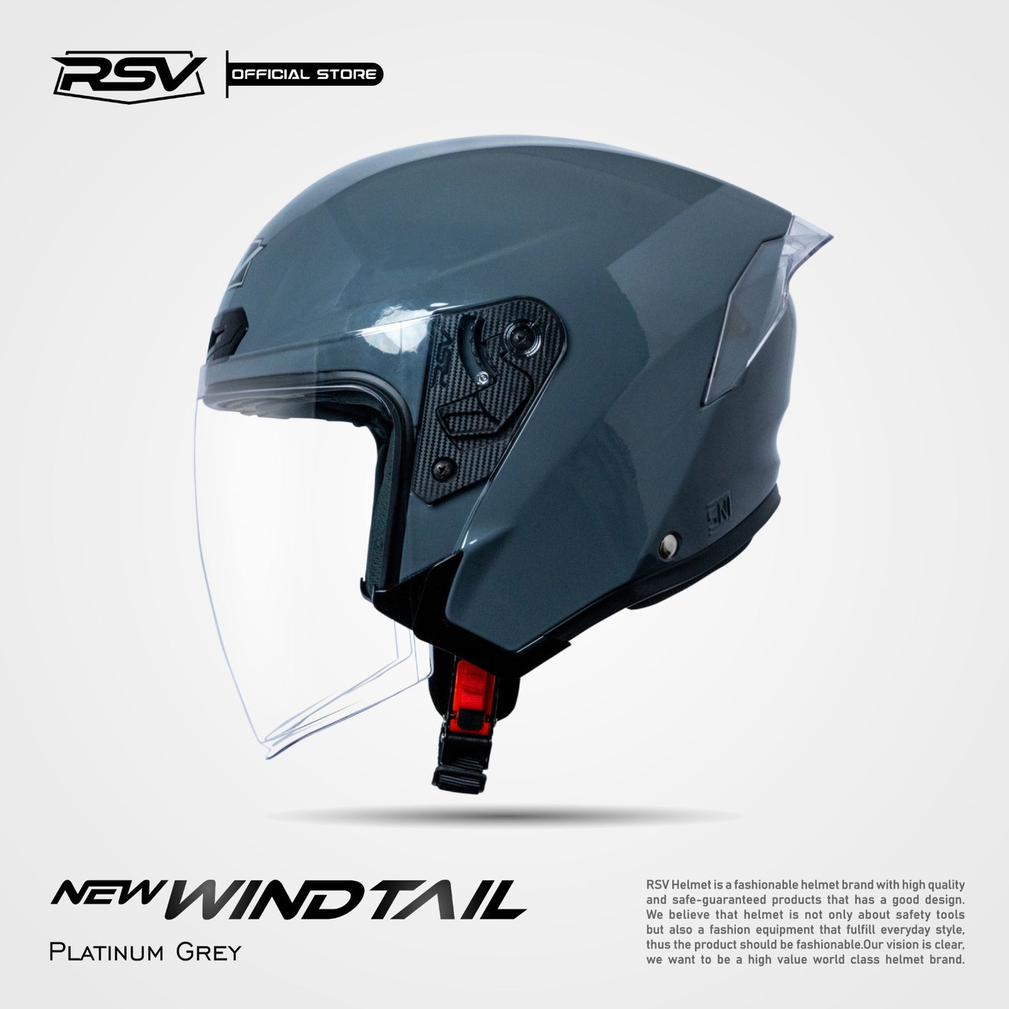 RSV X TVS NEW WINDTAIL PLATINUM GREY GLOSSY SINGLE VISOR