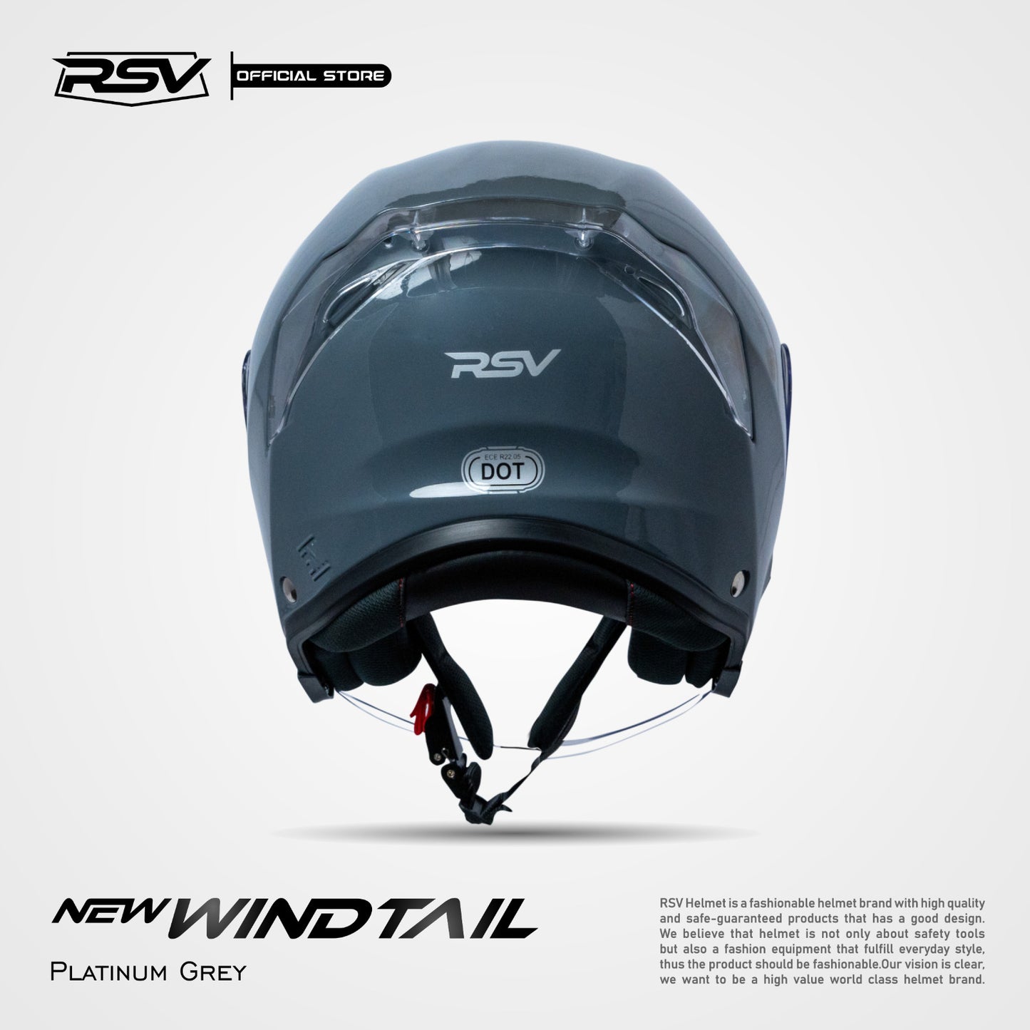 RSV X TVS NEW WINDTAIL PLATINUM GREY GLOSSY SINGLE VISOR