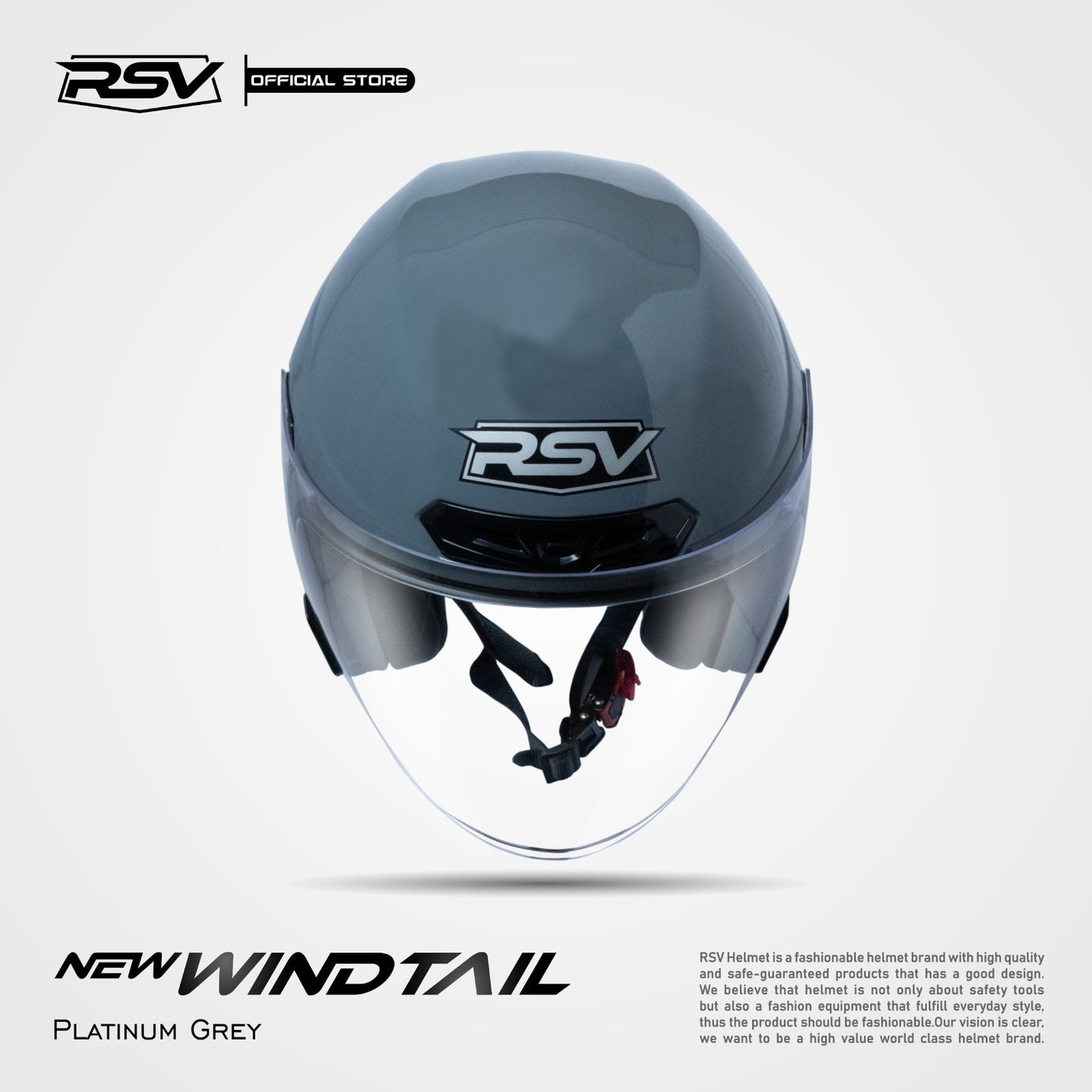 RSV X TVS NEW WINDTAIL PLATINUM GREY GLOSSY SINGLE VISOR