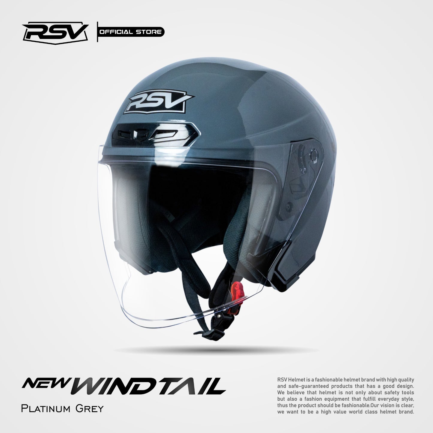 RSV X TVS NEW WINDTAIL PLATINUM GREY GLOSSY SINGLE VISOR