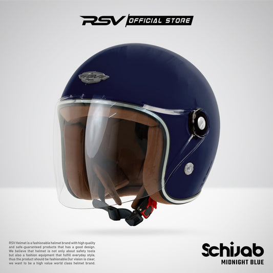 RSV X TVS SC Hijab Retro Classic Helm Half Face - Midnight Blue Glossy l Helm Hijab