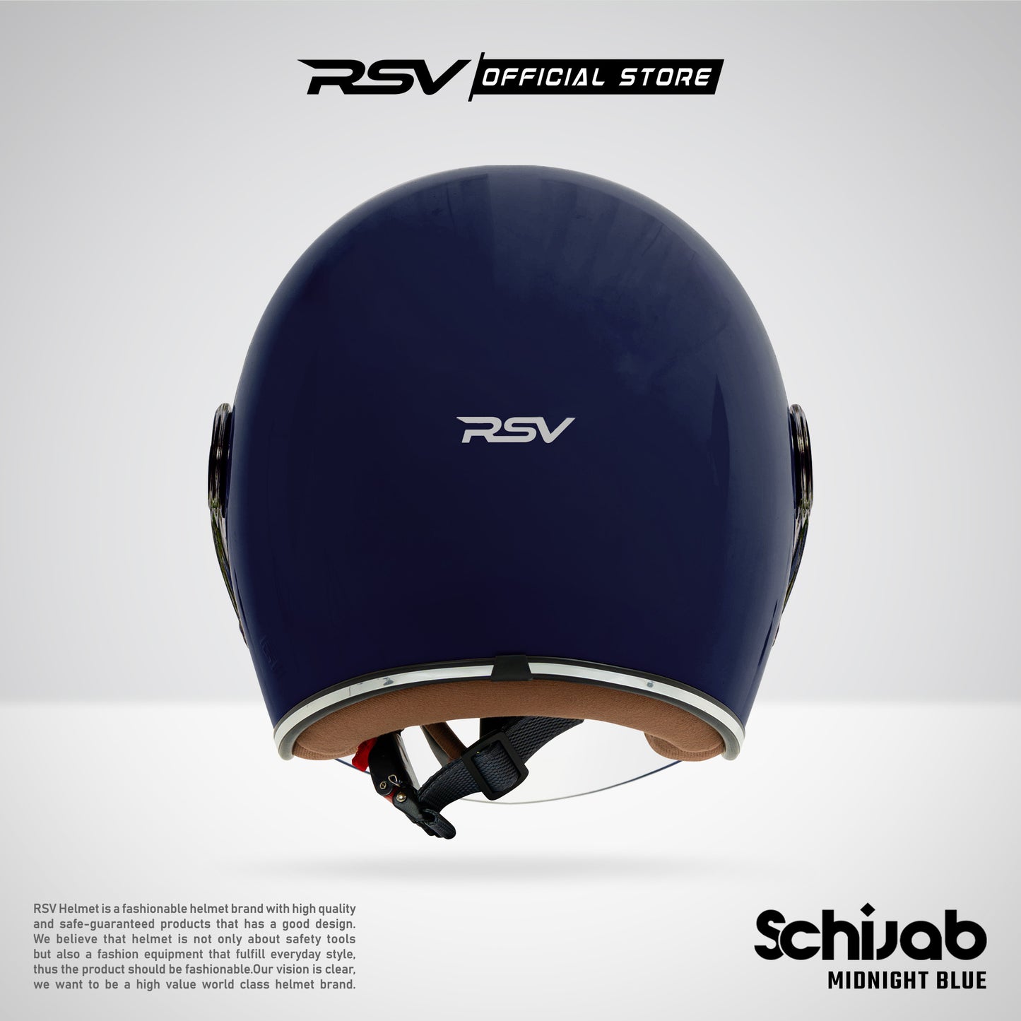 RSV X TVS SC Hijab Retro Classic Helm Half Face - Midnight Blue Glossy l Helm Hijab