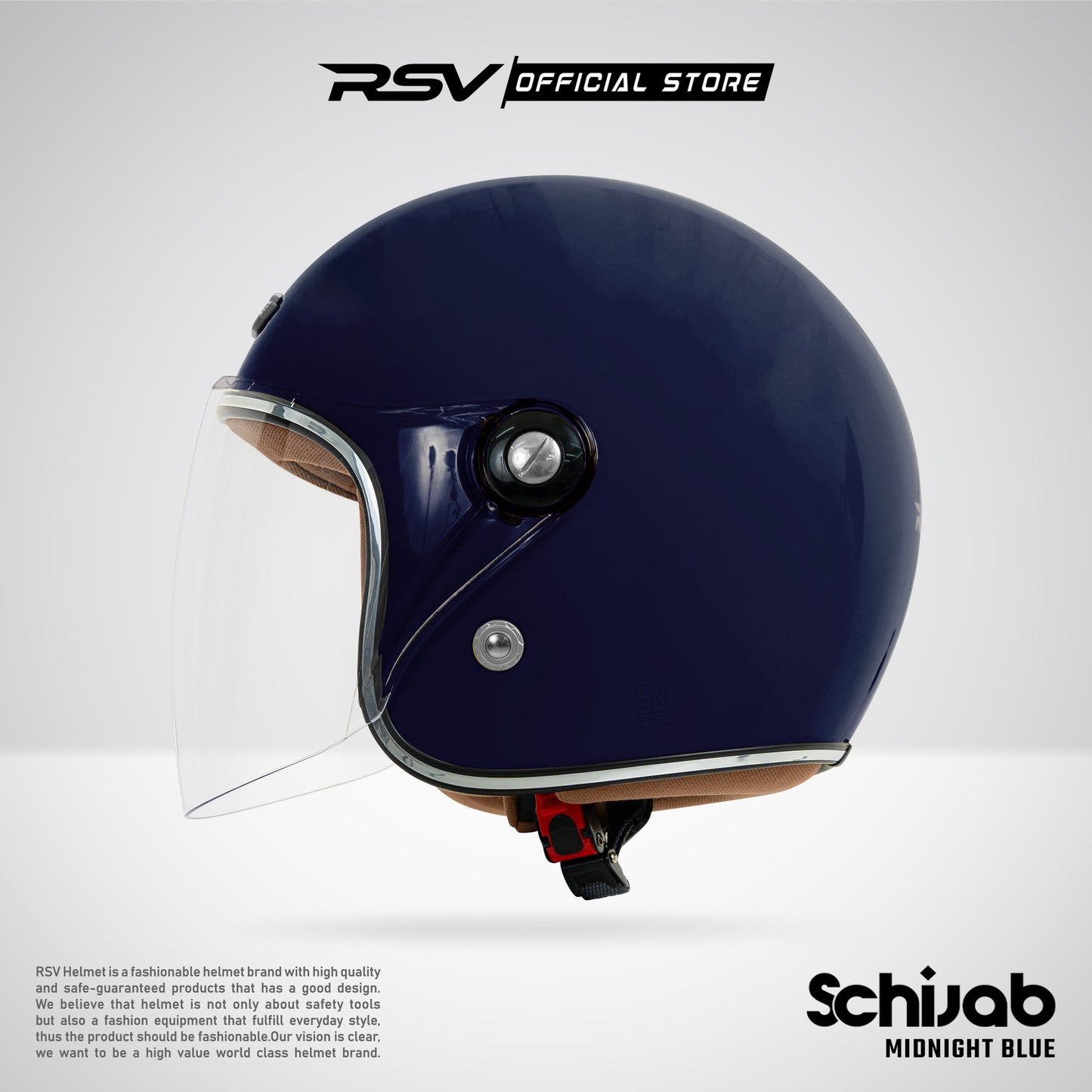 RSV X TVS SC Hijab Retro Classic Helm Half Face - Midnight Blue Glossy l Helm Hijab