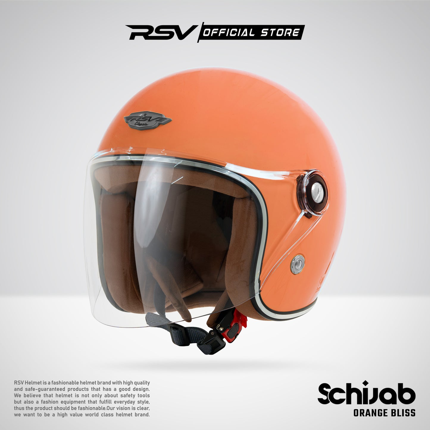 RSV SC Hijab Retro Classic Helm Half Face - Orange Bliss l Helm Hijab