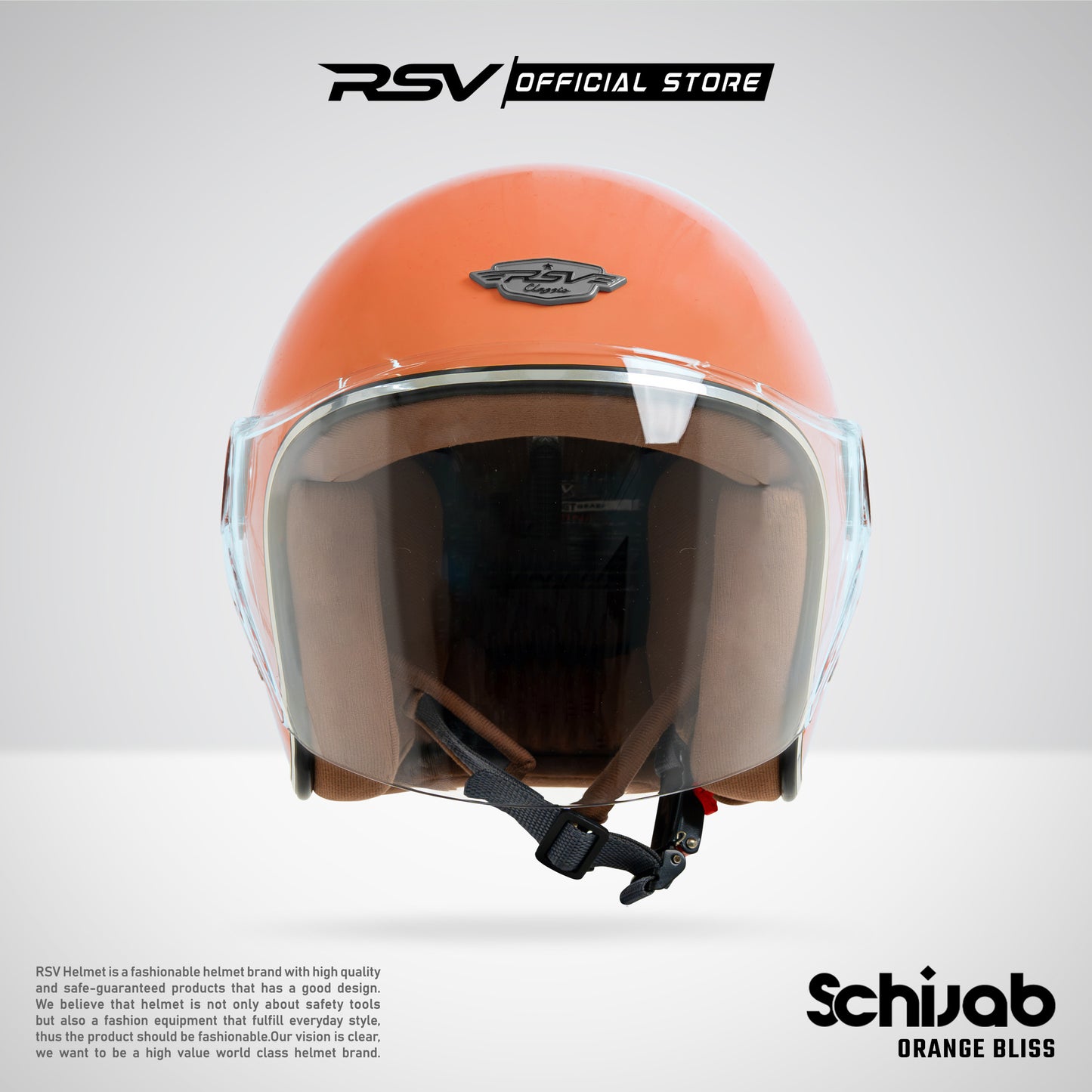 RSV SC Hijab Retro Classic Helm Half Face - Orange Bliss l Helm Hijab