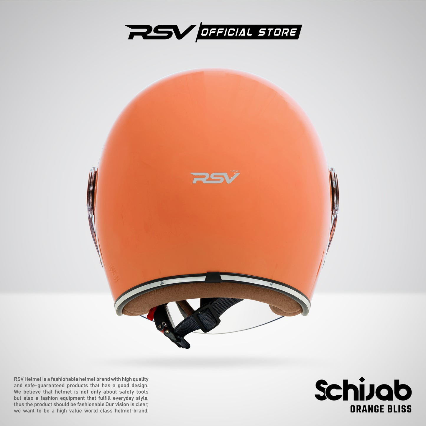 RSV X TVS SC Hijab Retro Classic Helm Half Face - Orange Glossy l Helm Hijab