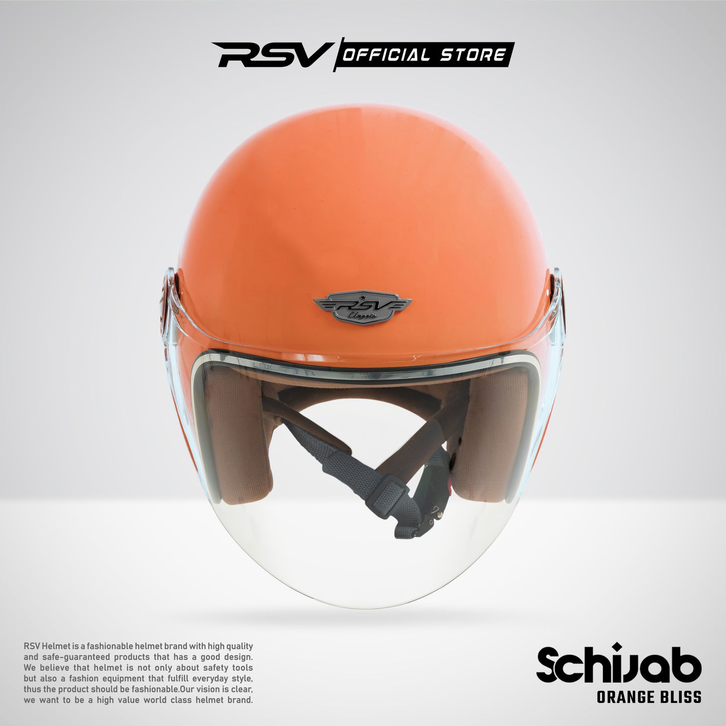 RSV SC Hijab Retro Classic Helm Half Face - Orange Bliss l Helm Hijab