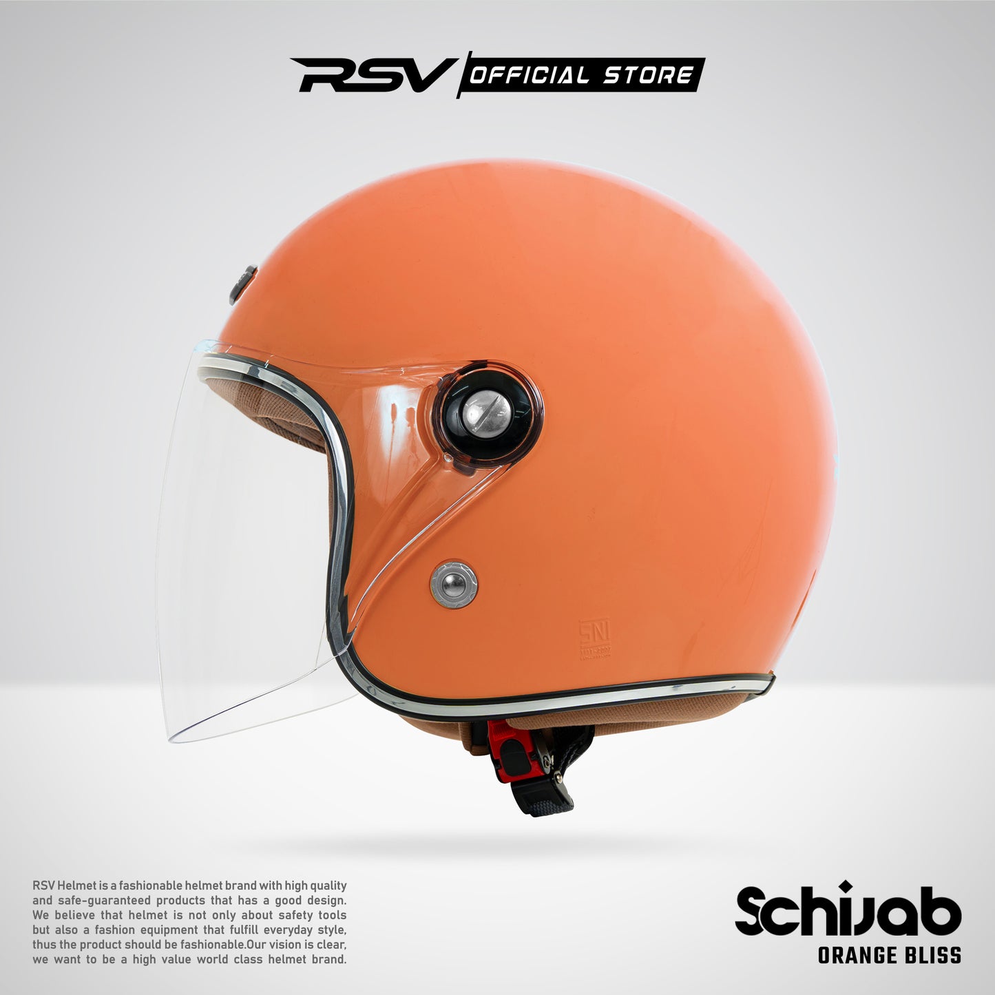 RSV X TVS SC Hijab Retro Classic Helm Half Face - Orange Glossy l Helm Hijab