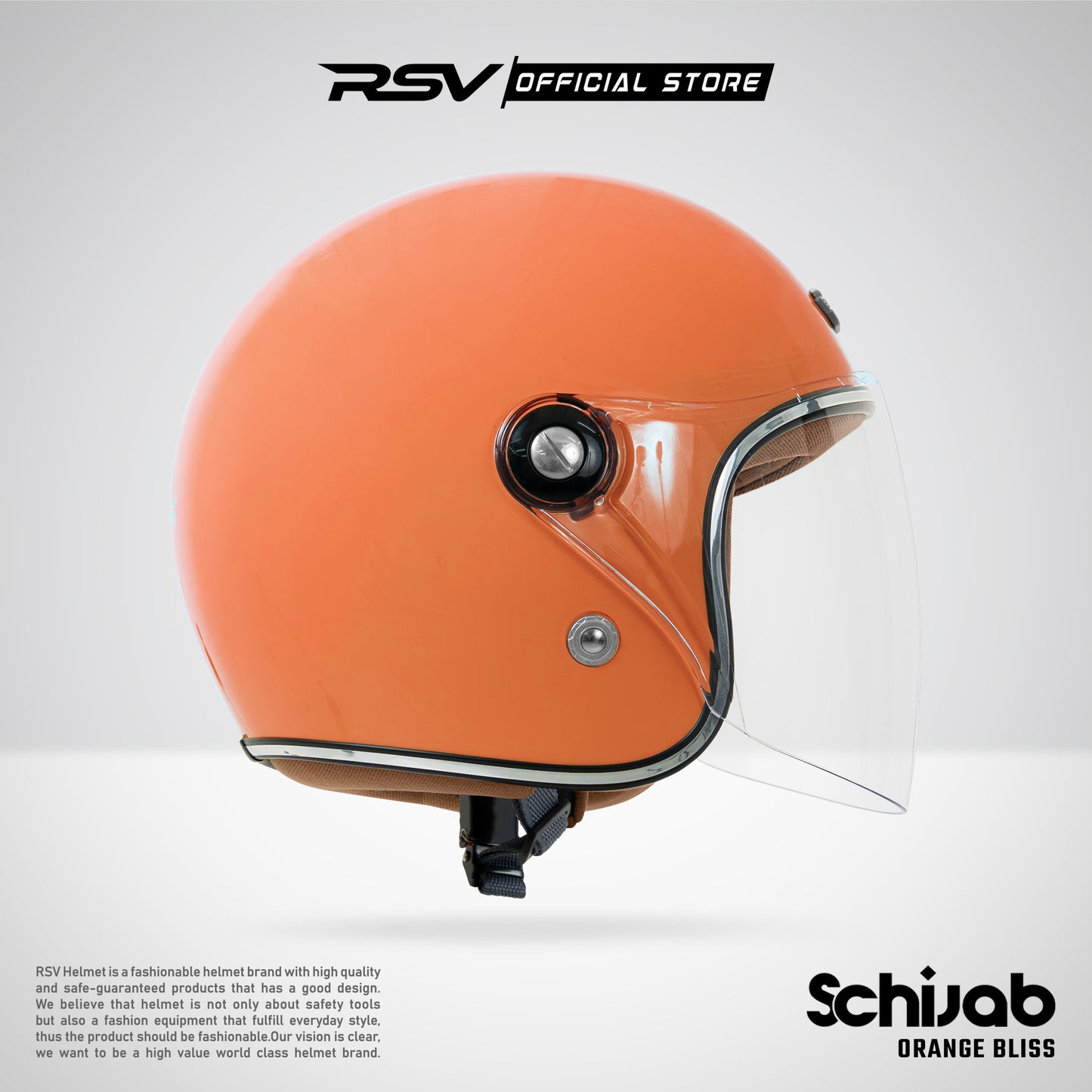 RSV X TVS SC Hijab Retro Classic Helm Half Face - Orange Glossy l Helm Hijab