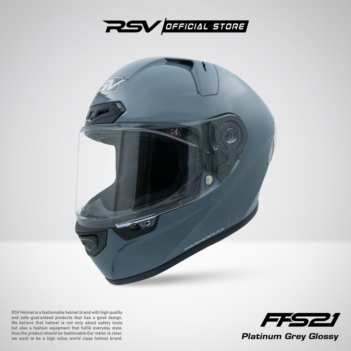 HELM RSV X TVS FFS21 PLATINUM GREY GLOSSY