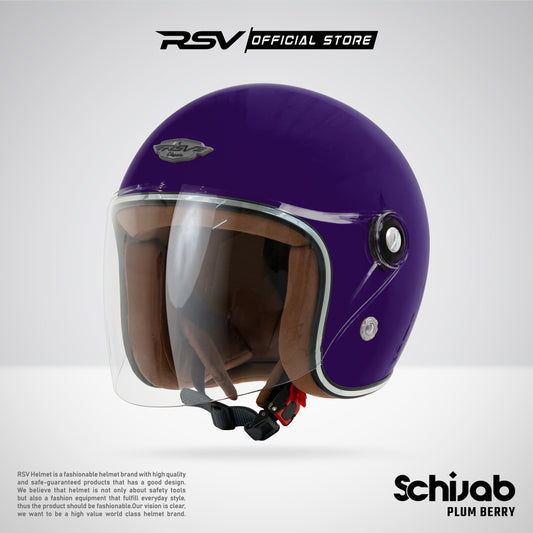 RSV X TVS SC Hijab Retro Classic Helm Half Face - Plum Beryy Glossy l Helm Hijab