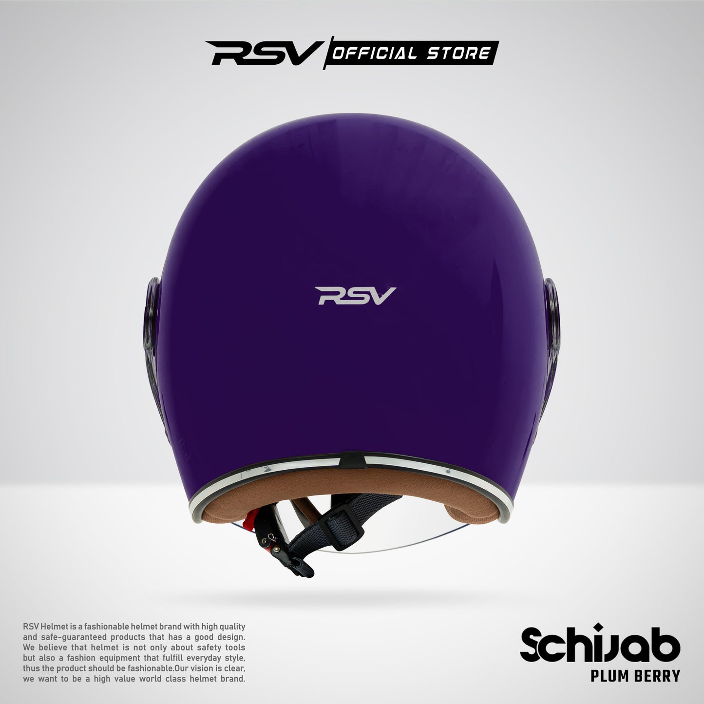 RSV X TVS SC Hijab Retro Classic Helm Half Face - Plum Beryy Glossy l Helm Hijab