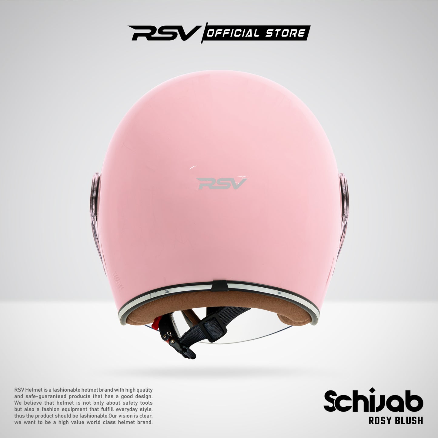 RSV X TVS SC Hijab Retro Classic Helm Half Face - Rosy Blush Glossy l Helm Hijab