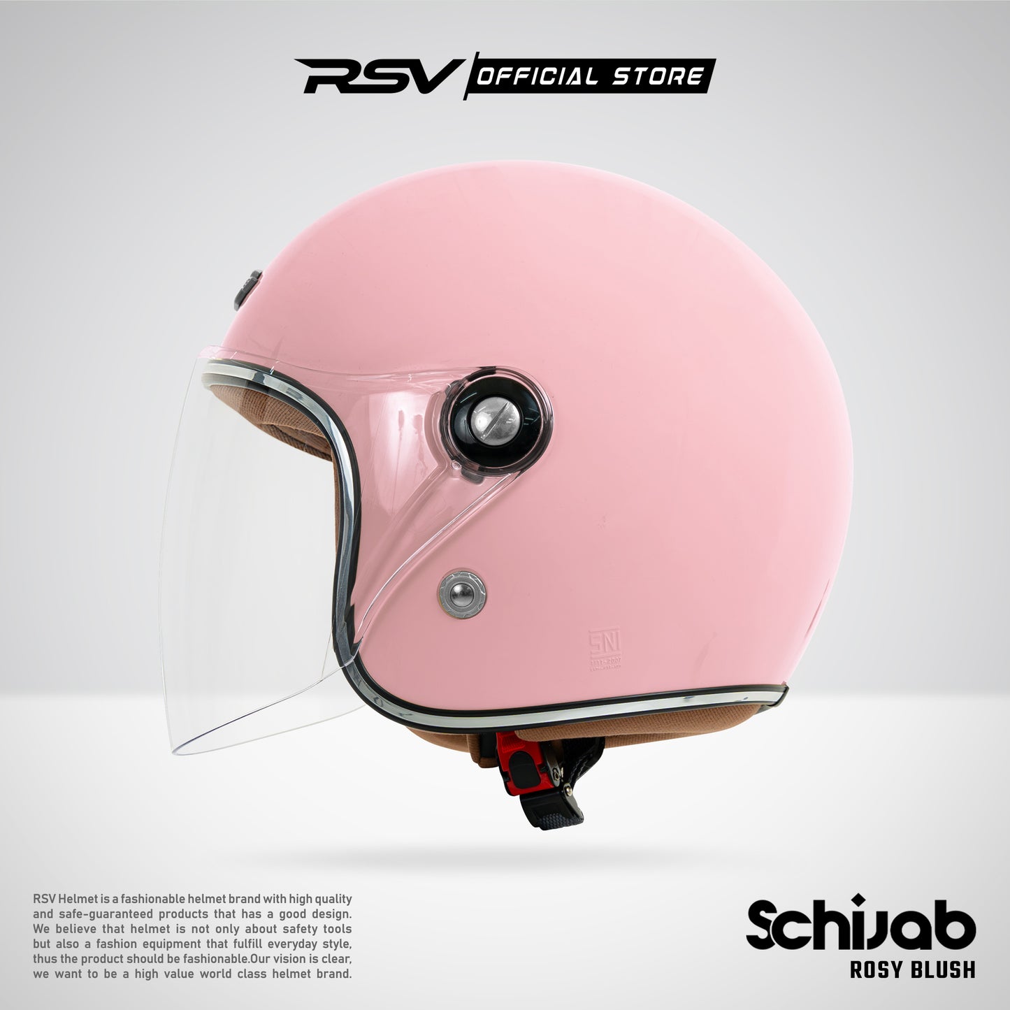 RSV X TVS SC Hijab Retro Classic Helm Half Face - Rosy Blush Glossy l Helm Hijab