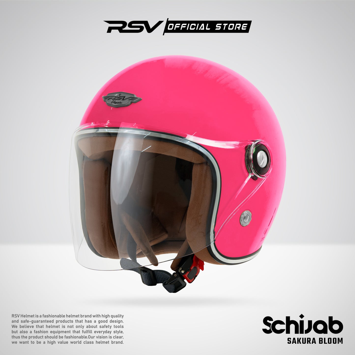 RSV X TVS SC Hijab Retro Classic Helm Half Face - Sakura Bloom Glossy l Helm Hijab
