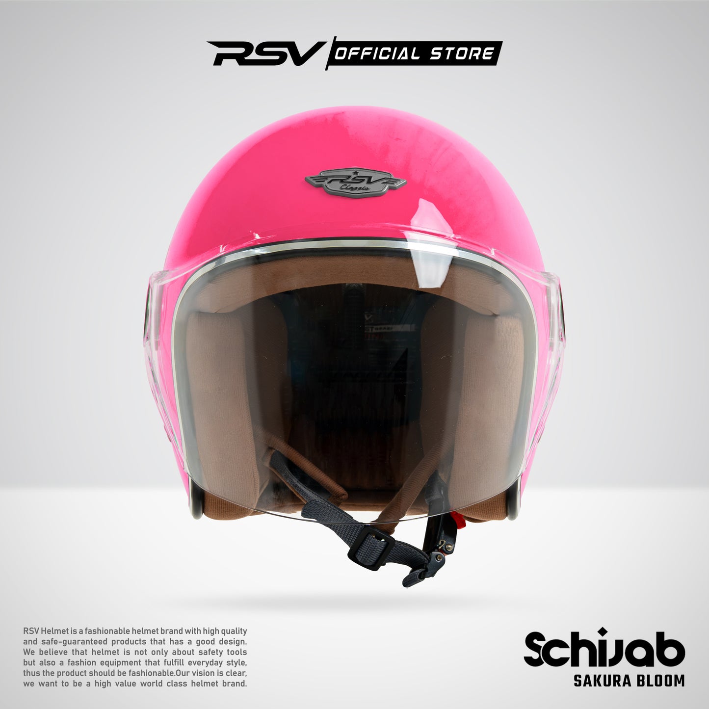 RSV X TVS SC Hijab Retro Classic Helm Half Face - Sakura Bloom Glossy l Helm Hijab
