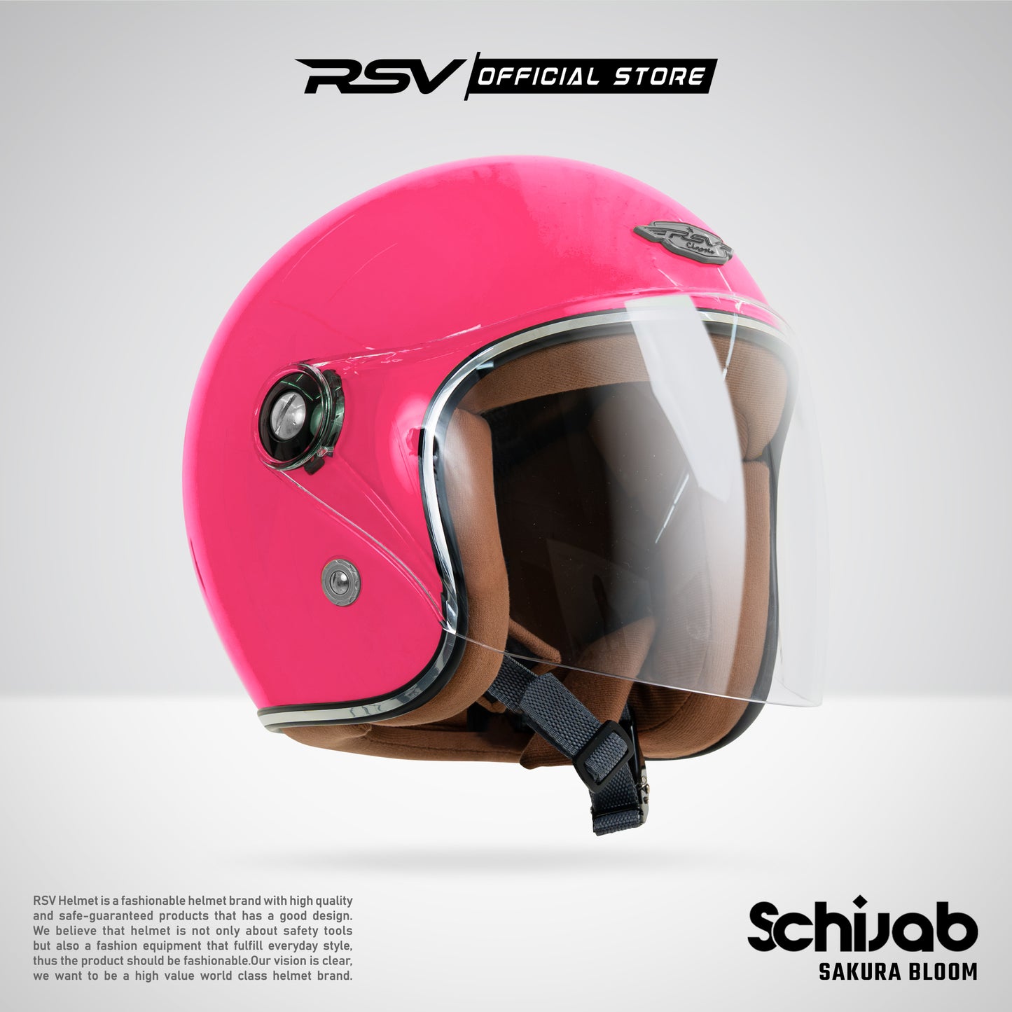 RSV X TVS SC Hijab Retro Classic Helm Half Face - Sakura Bloom Glossy l Helm Hijab