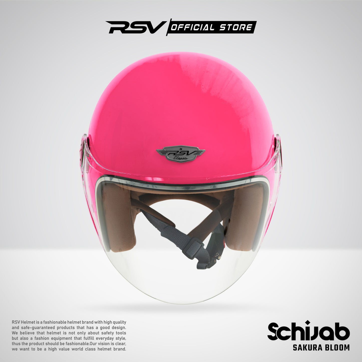 RSV X TVS SC Hijab Retro Classic Helm Half Face - Sakura Bloom Glossy l Helm Hijab