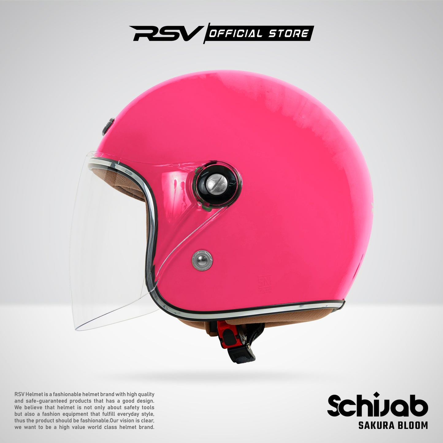 RSV X TVS SC Hijab Retro Classic Helm Half Face - Sakura Bloom Glossy l Helm Hijab