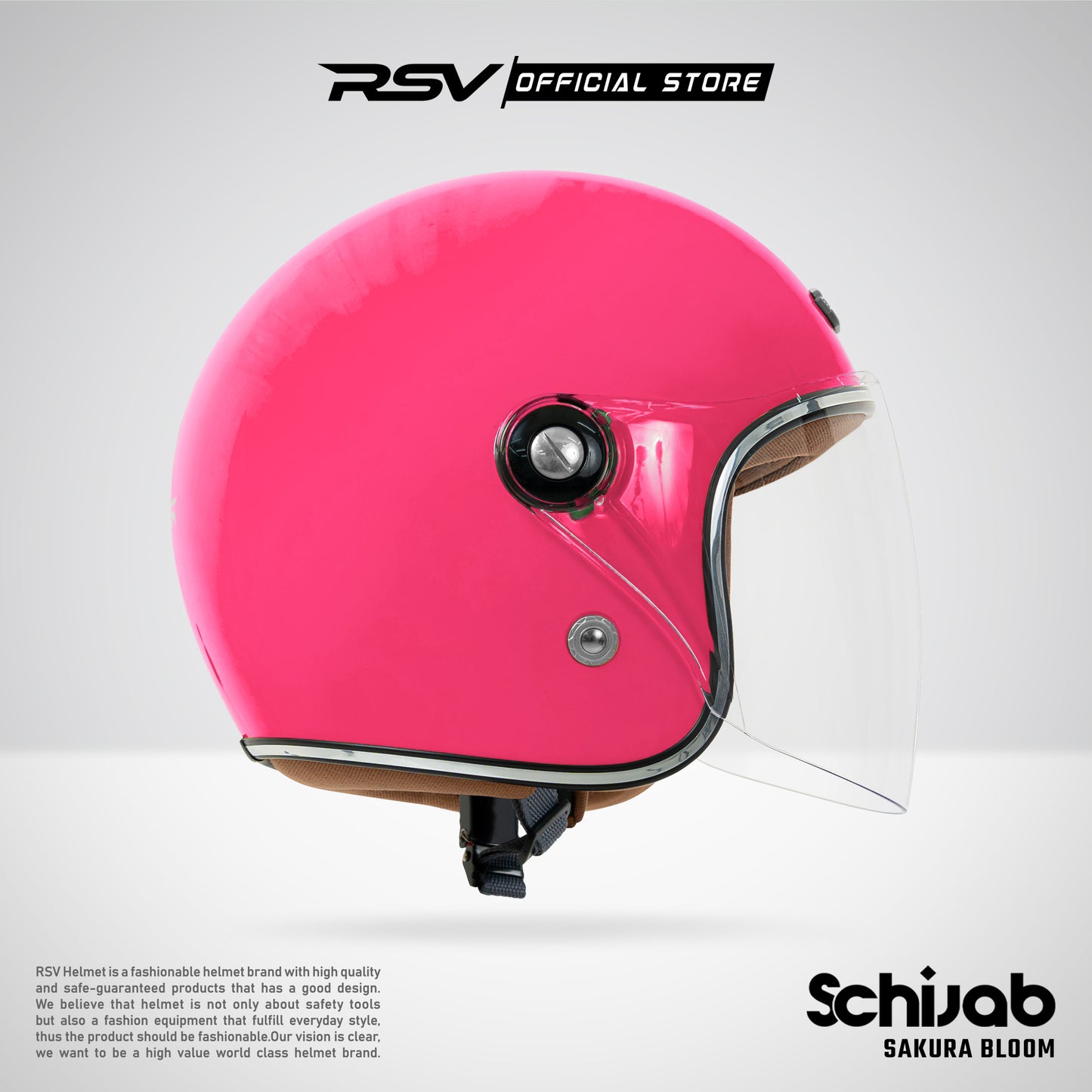 RSV X TVS SC Hijab Retro Classic Helm Half Face - Sakura Bloom Glossy l Helm Hijab