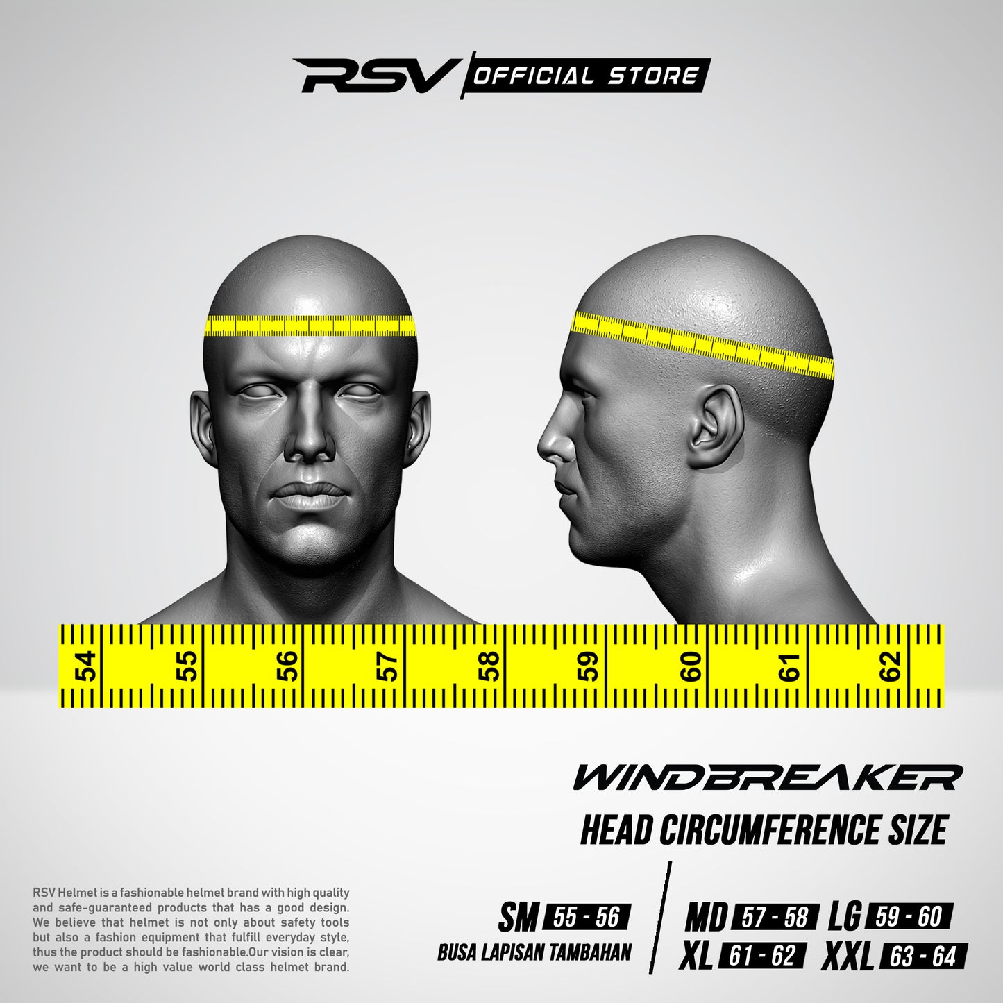 RSV Windbreaker Solid Black Glossy Single Visor - Helm Half Face SNI Unisex