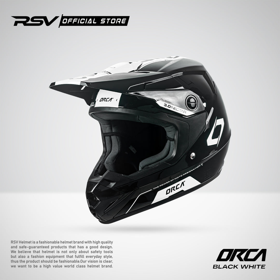 Helm RSV X ORCA Atom Nectar 3.0 Black White | Helm Trail Cross Supermoto