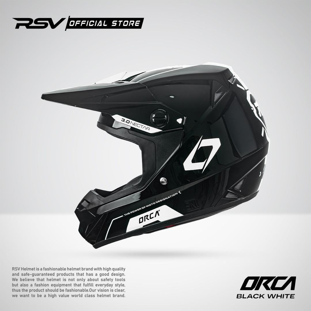 Helm RSV X ORCA Atom Nectar 3.0 Black White | Helm Trail Cross Supermoto