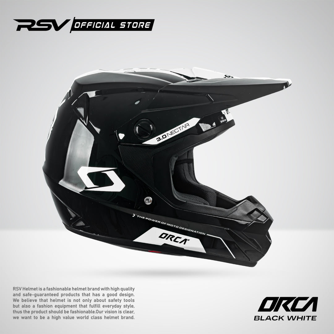 Helm RSV X ORCA Atom Nectar 3.0 Black White | Helm Trail Cross Supermoto